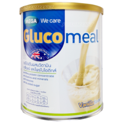 Mega we care glucomeal 400 กรัม เมก้า วีแคร์ กลูโคมีล เวย์โปรตีน กลิ่นวานิลลา