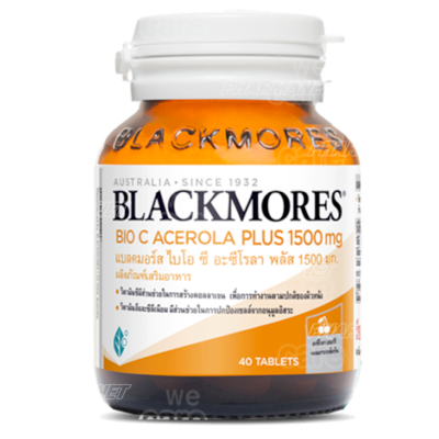 Blackmores bio c acerola plus 1500mg 40 เม็ด แบลคมอร์ส ไบโอ ซี อะซีโรลา พลัส