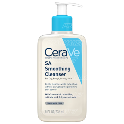 Cerave SA smoothing cleanser 8oz (236มล) เซราวี เจลล้างหน้า สูตรสำหรับผิวหยาบกร้าน