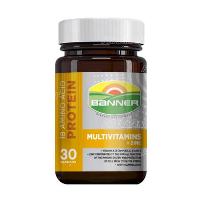 Banner gold plus multivitamin+zinc 30 แคปซูล แบนเนอร์ โกลด์ พลัส