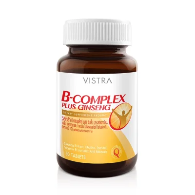 Vistra B complex plus ginseng 30 เม็ด วิสทร้า วิตามินบี รวมผสมโสม