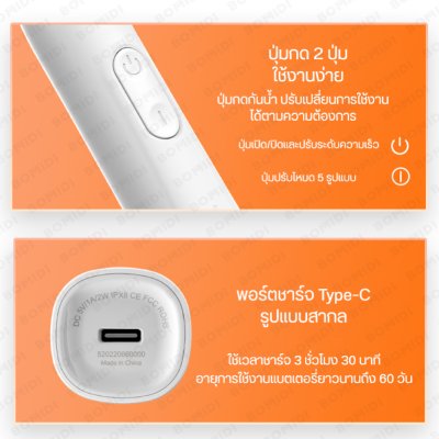 BOMIDI TX5 แปรงสีฟันไฟฟ้า BOMIDI TX5 แปรงสีฟันไฟฟ้า