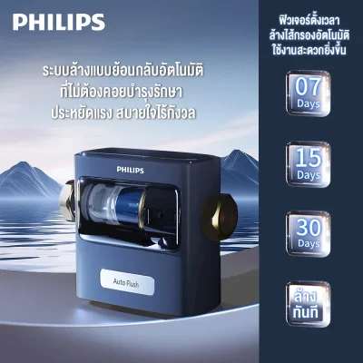 Philips water AWP1889 ตัวกรองน้ำประปา มีระบบล้างแบบย้อนกลับอัตโนมัติ การกรอง 2 ขั้นตอน ติดตั้งได้ทั้งแนวตั้งและแนวนอน