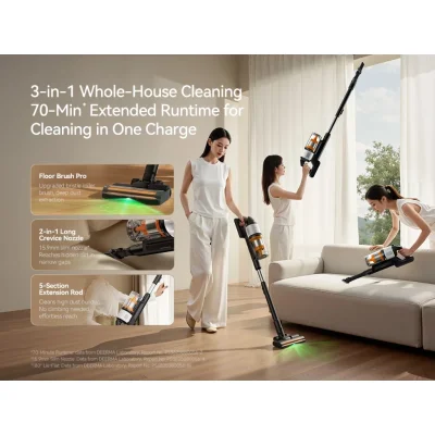 DEERMA Z50 Cordless Vacuum Cleaner 27000Pa แท่นดูดฝุ่นอัตโนมัติ กันผมพัน Anti-Tangle