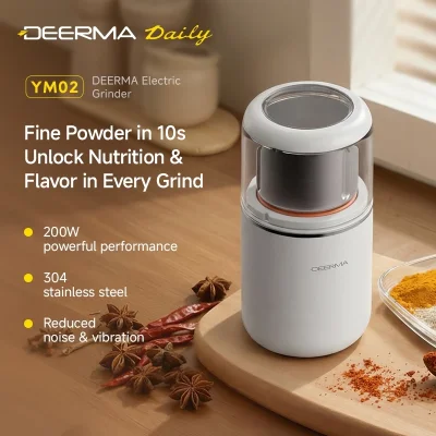 Deerma YM02 เครื่องบดไฟฟ้า เครื่องบดเมล็ดกาแฟ เครื่องบดอเนกประสงค์ 200W สแตนเลส 304 บดละเอียดใน 10 วินาที
