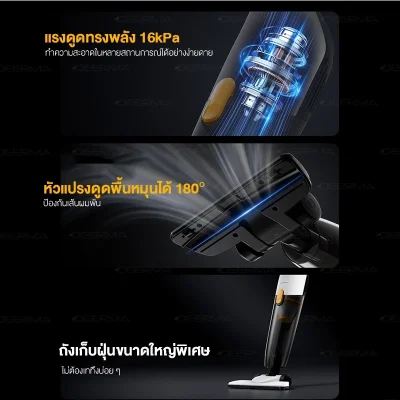 Deerma DX170C เครื่องดูดฝุ่น Vacuum Cleaner สำหรับใช้ในบ้าน แบบพกพา แรงดูดทรงพลัง 17Kpa ถ้วยเก็บฝุ่นขนาดใหญ่ 1.2L