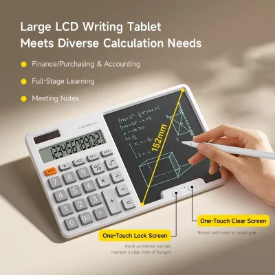 Deerma JX01 เครื่องคิดเลข 2-in-1 พร้อมกระดานเขียน LCD Notepad เครื่องคิดเลขดิจิทัล หน้าจอใหญ่ พกพาสะดวก สำหรับออฟฟิศ