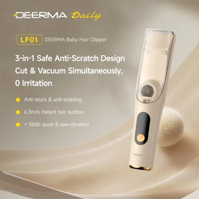 Deerma LF01 Baby Hair Clipper ปัตตาเลี่ยนตัดผมเด็ก 3-in-1 ดีไซน์ปลอดภัยป้องกันการขีดข่วน ตัดพร้อมดูดเศษผมอัตโนมัติ
