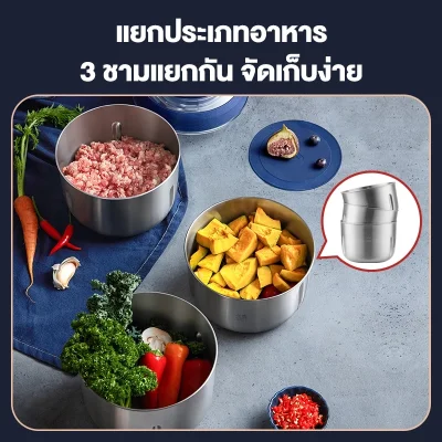 Deerma JR08 เครื่องบดไร้สาย 3 หม้อสแตนเลส ชาร์จ Type-C