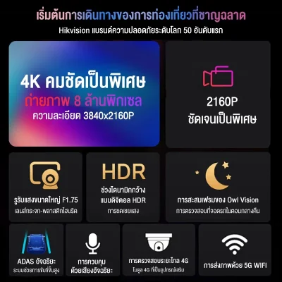 HIKVISION C200S กล้องติดรถยนต์หน้า-หลัง Full HD 1080P HDR Wi-Fi