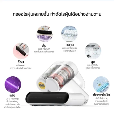 Deerma CM980/CM990 เครื่องกำจัดไรฝุ่นถังคู่ 5 ขั้นตอนล้ำลึก
