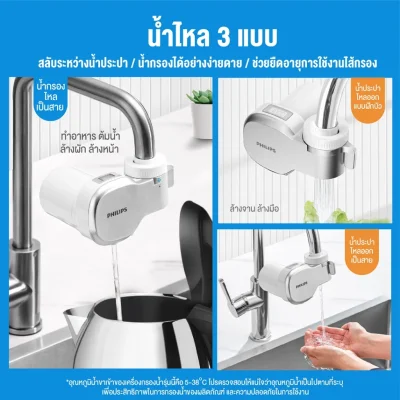 Philips AWP3705 หัวก๊อกกรองน้ำ 3 ขั้น ลดคลอรีน 99%