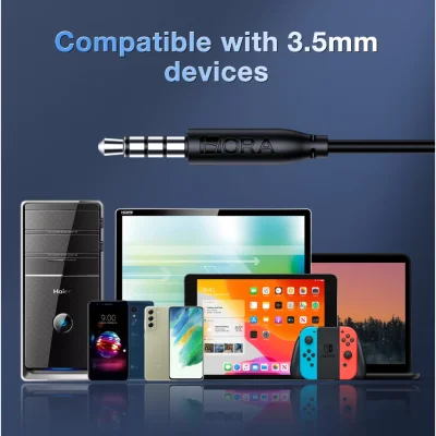 1HORA AUT122 หูฟังมีสาย 3.5mm | เสียงคุณภาพสูง | ไมค์ในตัว