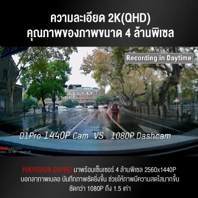 HIKVISION D1 PRO กล้องติดรถ 2K (1440P) Wi-Fi F1.55