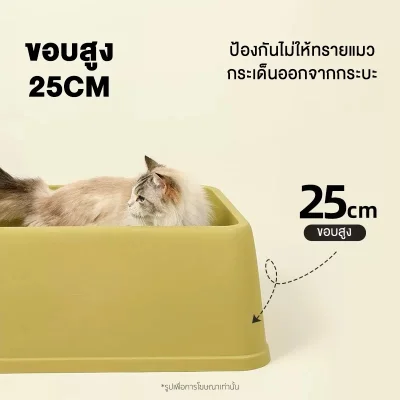 MOMOVIDA CC-1 กระบะทรายแมวใหญ่ ขอบสูง 25 ซม. กันกระเด็น