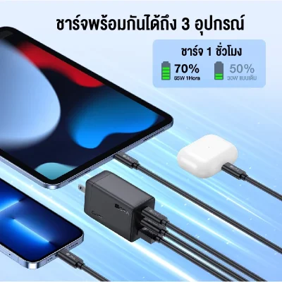 1Hora GAR322 ชุดชาร์จเร็ว PD 65W | GaN | 3 พอร์ต