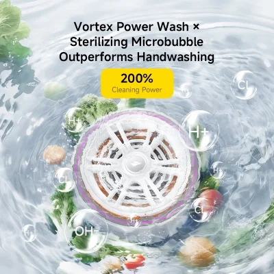 DEERMA GS01 เครื่องล้างผักผลไม้ | ฆ่าเชื้อ 99.9% | ระบบไอออน