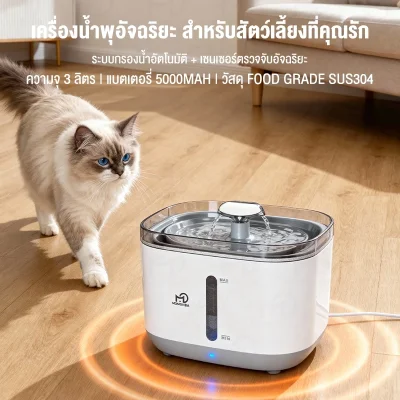 Momovida PTM-633 น้ำพุแมวอัจฉริยะ | แบต 5000mAh | เซนเซอร์