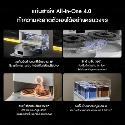 Deerma X80 หุ่นยนต์ดูดฝุ่น 15kPa แท่นชาร์จ All-in-One 4.0