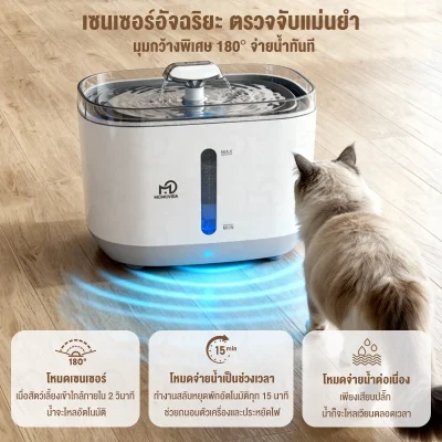 Momovida PTM-633 น้ำพุแมวอัจฉริยะ | แบต 5000mAh | เซนเซอร์