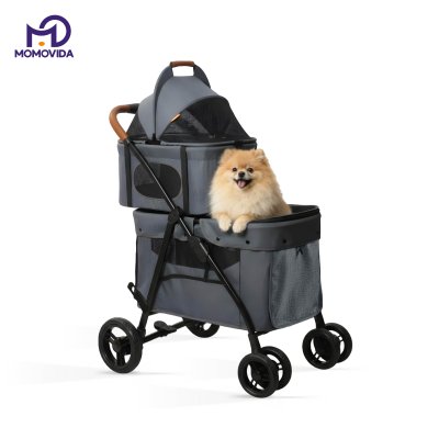 MOMOVIDA P-8 รถเข็นสัตว์เลี้ยง 2 ชั้น | ถอดตะกร้าได้