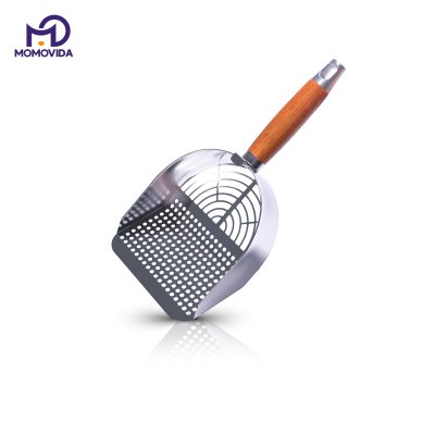 MOMOVIDA ที่ตักทรายแมวแสตนเลส 304 ด้ามจับไม้โรสวูด