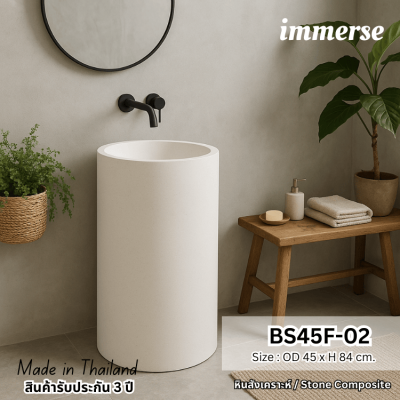 Model : BS45F-02 อ่างล้างหน้า อ่างล้างมือ วัสดุหินสังเคราะห์ (Solid Surface)