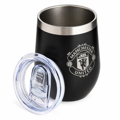 Manchester United Metallic Crest Travel Cup Black