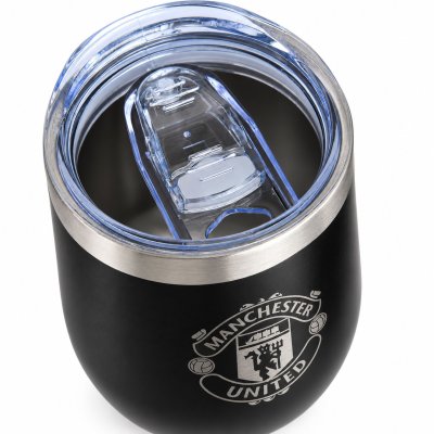 Manchester United Metallic Crest Travel Cup Black
