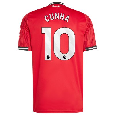 Manchester United adidas Home Shirt 2025-26 with Cunha 10 printing