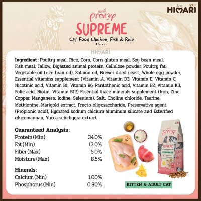 อาหารแมวชนิดเม็ด Pramy Supreme ถุง 1 KG