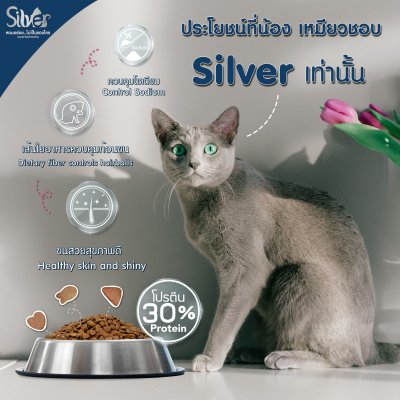 อาหารแมวชนิดเม็ด Silver (ซิลเวอร์) ถุง 1kg
