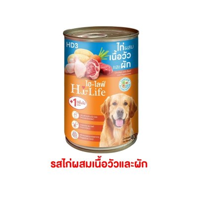 อาหารเปียกสุนัขกระป๋อง Hi-Life ไฮไลฟ์ สำหรับสุนัขโต สูตร Complete & Balanced ขนาด 400 กรัม