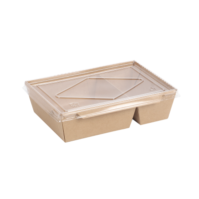 Coated Paper Box, 2 Section 1200ml.+Lid