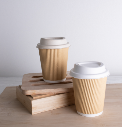 BIO-ECO แก้วกระดาษ 8 ออนซ์ 3 ชั้นแบบลอน Ripple wall 8 oz kraft  25 ชิ้น/แพ็ค