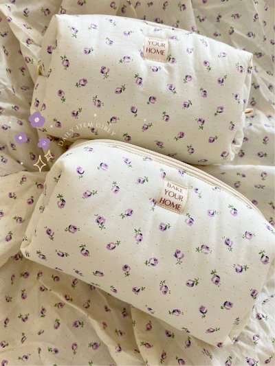 Cream Vintage Floral Pouch bag