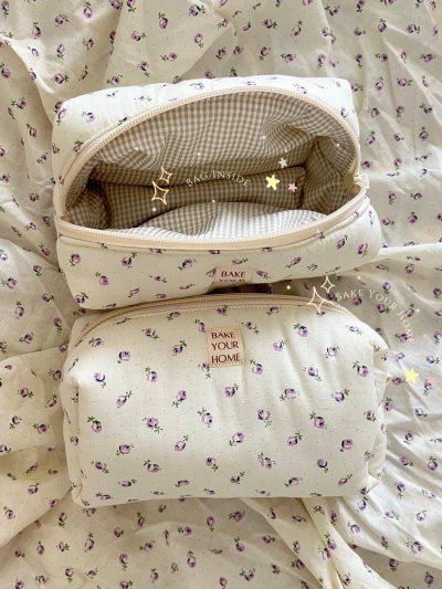 Cream Vintage Floral Pouch bag