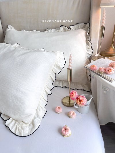 Ruffled Pillowcases -Cream color