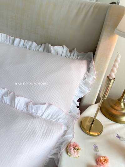 Ruffled Pillowcases Pink color