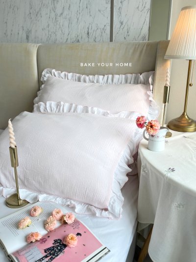 Ruffled Pillowcases Pink color