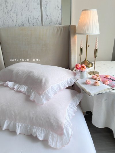 Ruffled Pillowcases Pink color
