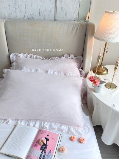 Ruffled Pillowcases Pink color