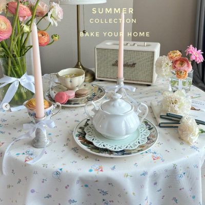 Butter Yellow Puppy & Kitten tablecloth