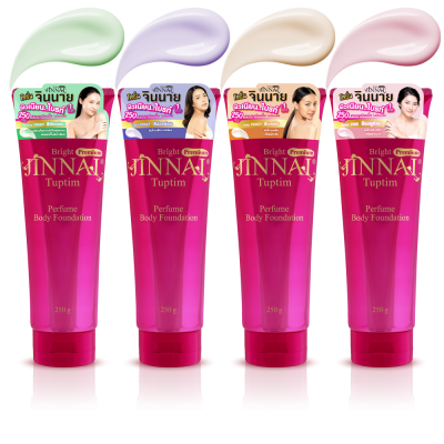 จินนาย ไบรท์ พรีเมี่ยม ทับทิม เพอร์ฟูม บอดี้ ฟาวเดชั่น 250 กรัม / 80 กรัม