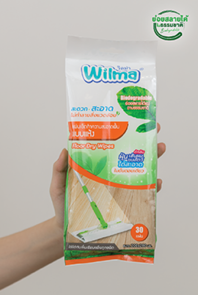 [ ผ้าถูพื้นชนิดแห้ง ย่อยสลายได้ ] Wilma วิลม่า แผ่นเช็ดทำความสะอาดพื้นแบบแห้ง 30 แผ่น // ซับน้ำ ไม่ทิ้งคราบ ใช้แล้วทิ้ง