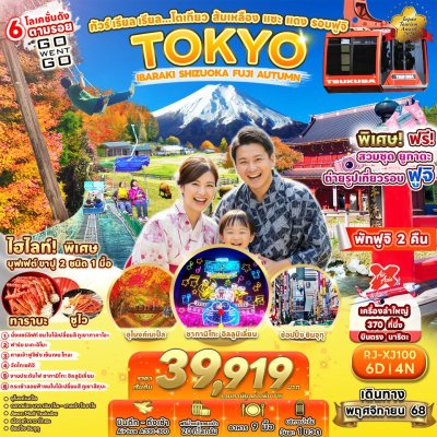 โตเกียว ส้มเหลือง แซะแดงรอบฟูจิ 6วัน4คืน บินแอร์เอเชีย