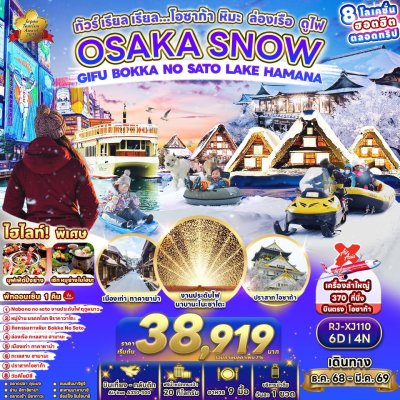 Osaka, snow, boat trip, light show, 6 days 4 nights, Air Asia flight