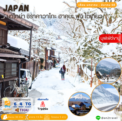 Nagoya, Shirakawa-go, Hakuba, Fuji, Tokyo 6 days 4 nights, Thai Airways (TG)