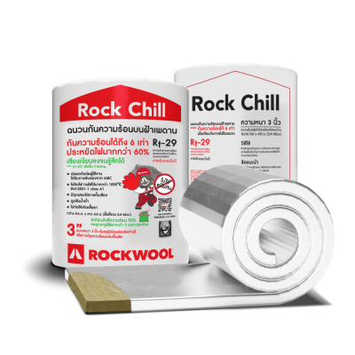 ROCKWOOL ฉนวนกันความร้อนติดตั้งวางบนฝ้าเพดาน รุ่น Rock Chill หนา 3นิ้ว 0.6x4m. / 1ม้วน