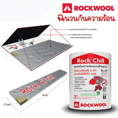 ROCKWOOL ฉนวนกันความร้อนติดตั้งวางบนฝ้าเพดาน รุ่น Rock Chill หนา 3นิ้ว 0.6x4m. / 1ม้วน